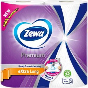 Prosop de bucatarie Zewa Premium Extra Long, 2 role, 2 straturi, 70 foi/rola, Alb