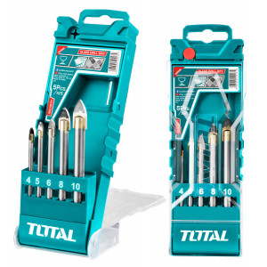 Set 5 burghie pentru sticla Total, 4mm, 5mm, 6mm, 8mm, 10mm, NM/ TACSD7256, Argintiu