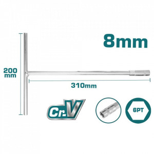 TOTAL - Cheie tubulara cu maner in T - 8mm, 200x310