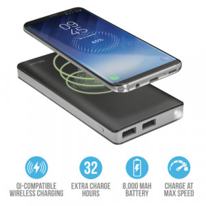 Baterie externa Trust Primo 8000 mAh, incarcare wireless, microUSB, NM/ 22823, Negru
