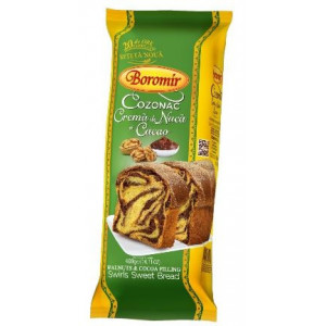 Cozonac cu crema de cacao si nuca Boromir 400g, NM25608