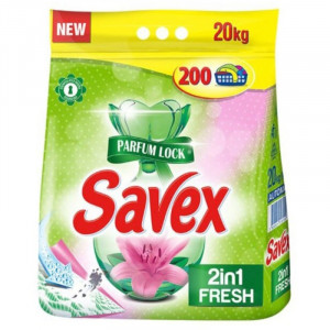 Detergent automat pudra Savex 2 in 1 Fresh, 200 spalari, 20 Kg, Multicolor