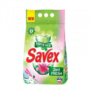 Detergent automat pudra Savex 2 in 1 Fresh, 60 spalari, 6 Kg, Verde