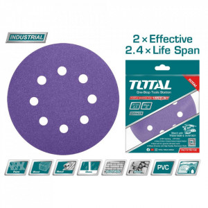 Disc hartie abraziva Total TAC73150102/NM, diametrul 150 mm, P80 x 2, P120 x 1, P180 x 2, P240 x 2, P320 x 2, P400 x 1, Mov