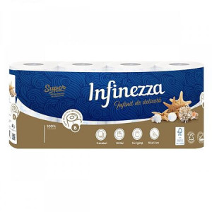 Hartie igienica Infinezza Marino, 145 foi, 3 straturi, 8 role, Alb