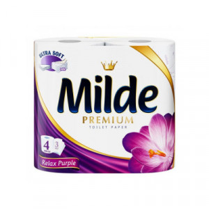 Hartie igienica Milde Relax Purple, 3 straturi, 4 role, Alb
