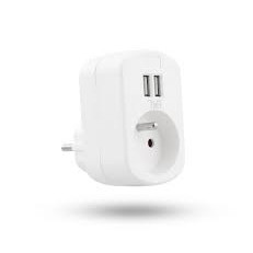 Priza standard T'nB NM/CHHOME24A, 1 priza, 2 USB, 2,4 A, Alb