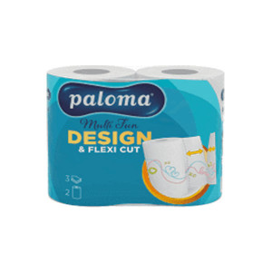 Prosoape de bucatarie Paloma Flexi Cut, 2 role, 3 straturi, 150 foi, 16.5 m, Alb