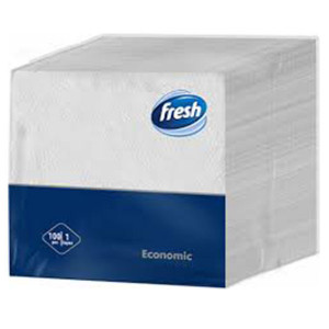 Servetele de masa Fresh Economic, 1 strat, 30 x 30 cm, 100 buc, Alb