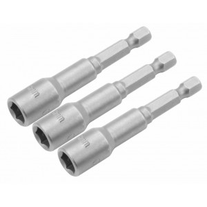 Set de 3 mufe piulita magnetice 17 mm, varf hexagonal, otel, NM/ TL-77859, Argintiu