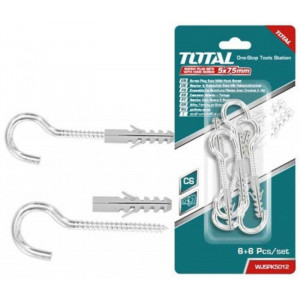 Set dibluri cu suruburi tip carlig Total, 6 bucati, NM/ WJSPK5012, Argintiu