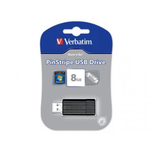Stick Memorie Verbatim Store 'n' Go PinStripe 8GB, USB 2.0, black