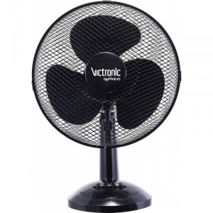Ventilator electric pentru birou Victronic, 30 cm, 3 trepte de viteza, 40 W, Negru