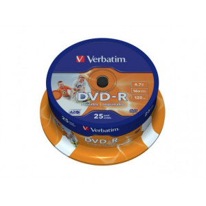 Verbatim DVD-R 16X 4,7GB SPINDLE 25 WIDE PRINTAB