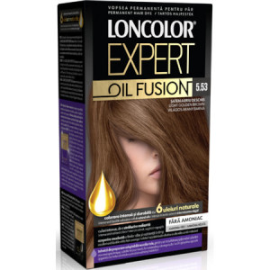 Vopsea de par permanenta Loncolor Expert Oil Fusion 5.53 Saten Auriu Deschis, 100 ml