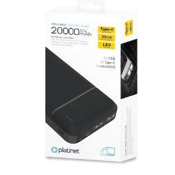 Baterie externa Omega Platinet Power Bank, 20000 mAh, Li-Po, ABS, LED, NM/ PMPB20W706B, Negru