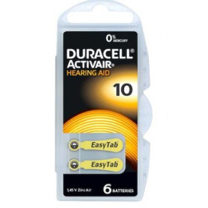 Baterii pentru aparat auditiv Duracell ZA10, zinc aer, NM/ 4.D.1.B, Bronz-Negru