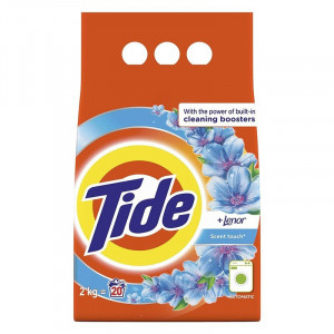 Detergent automat pudra Tide 2 in 1 Lenor Touch, 20 spalari, 2 kg, Portocaliu