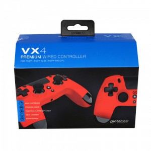 Gioteck - VX4 Premium Wired Controller with mini-jack port VX4 Red for PS4 & PC MULT Multi-Platform