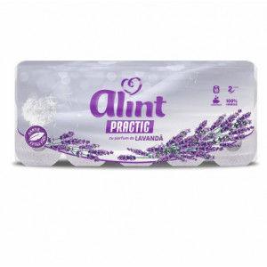 Hartie igienica Alint Practic Lavanda, 2 straturi, 10 role, Alb