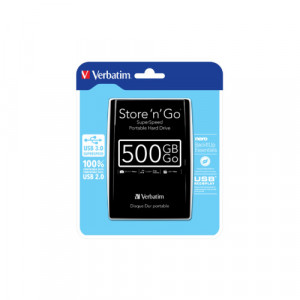 HDD extern Verbatim 500 GB, 2.5 inch, USB 3.0, 5400 rpm, NM/ 53029, Negru