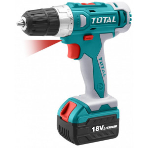 Masina de gaurit cu 2 acumulatori Total 18V, LED Li-ion, 1350 rpm, 30 Nm cuplu cu 18 + 1 trepte de ajustare, NM/ TDLI228180, Turcoaz