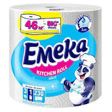 Prosop de bucatarie Emeka White, 1 rola, 3 straturi, 230 foi, rola 46 m, Alb