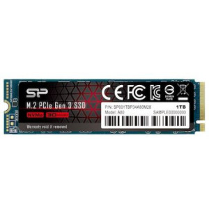 Solid State Drive SSD Silicon Power A80, 1 TB, NVMe, M.2 2280, NM/ SP001TBP34A80M28, Albastru