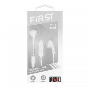 TNB FIRST BLACK EARPHONES + MIC.WHITE