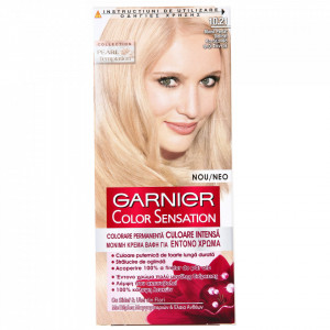 Vopsea de par permanenta cu amoniac Garnier Color Sensation 10.21 Blond Perlat Delicat, 110 ml