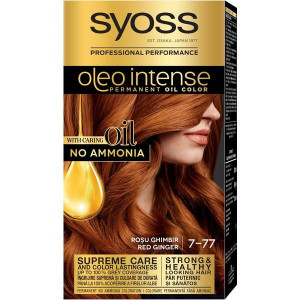 Vopsea de par permanenta fara amoniac Syoss Oleo Intense 7-77 Rosu Ghimbir, 115 ml