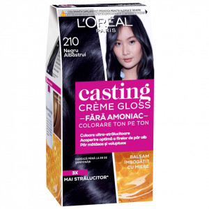Vopsea de par semi-permanenta fara amoniac L'Oreal Paris Casting Creme Gloss 210 Negru Albastrui, 180 ml