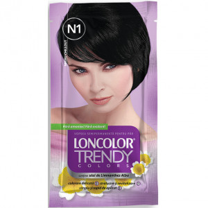 Vopsea de par semi-permanenta fara amoniac Loncolor Trendy Colors N1 Chillout Black, 2 x 25 ml