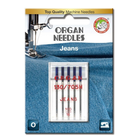Ace de cusut casnice Organ Jeans nr. 100/16 - 5 buc