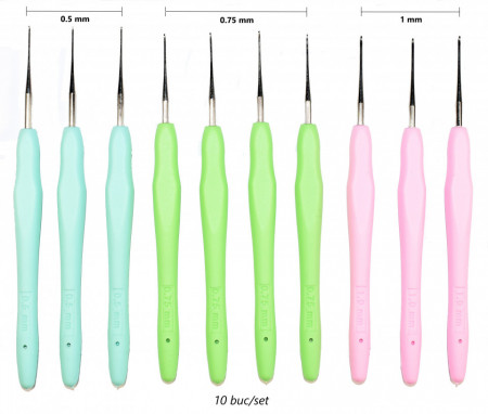 Crosete metal cu maner silicon - 10 buc set