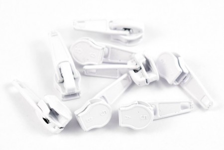 Cursori nr. 5 pentru fermoar nylon - alb