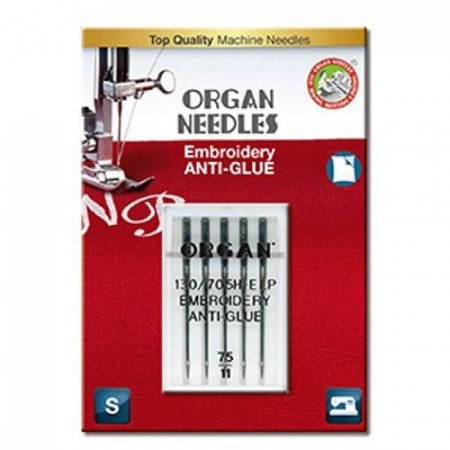 Ace de cusut casnice Organ Embroidery Anti-Glue - finete 75/11 - 5 buc