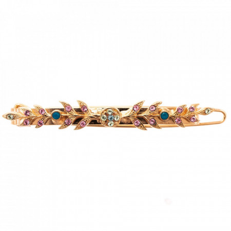 Agrafa de par placata cu Aur roz de 24K, cu cristale Swarovski, Spring Flowers | 9029-2141RG-Multicolor-6200