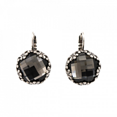 Cercei placati cu Argint 925, cu cristale Swarovski, Black Diamond | 1374-215ASP6-Gri-5460
