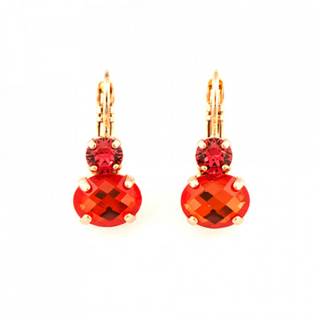 Cercei placati cu Aur roz de 24K, cu cristale Swarovski, Lady In Red | 1462-1047RG6-Rosu-6050