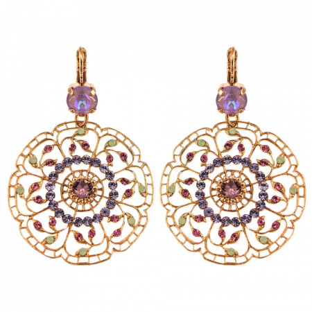Cercei placati cu Aur roz de 24K, cu cristale Swarovski, Lavender | 1210-1910RG6-Multicolor-5520