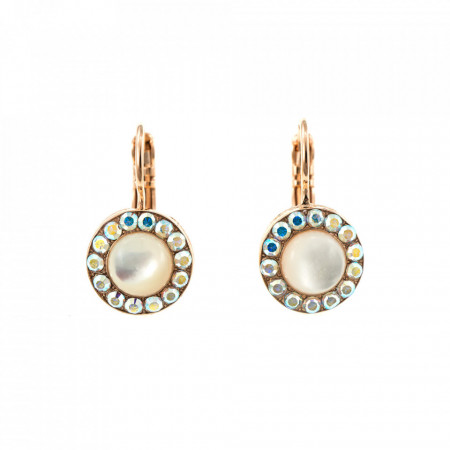 Cercei placati cu Aur roz de 24K, cu cristale Swarovski, Seashell | 1129-M1201RG6-Alb-1990