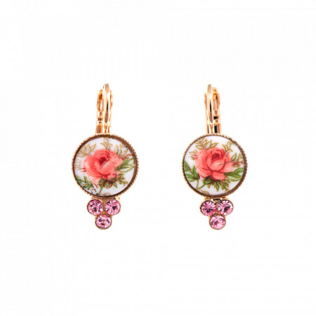 Cercei placati cu Aur roz de 24K, cu cristale Swarovski, Spring Flowers | 1018-2091RG6-Multicolor-1270