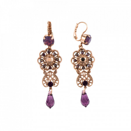 Cercei placati cu Aur roz de 24K, cu cristale Swarovski, Bohemian Rhapsody | 1015/1-1072RG6-Mov-1370