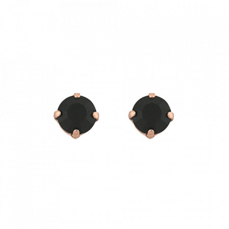 Cercei placati cu Aur roz de 24K, cu cristale Swarovski, Check Mate | 1440-280RG2-Negru-5960