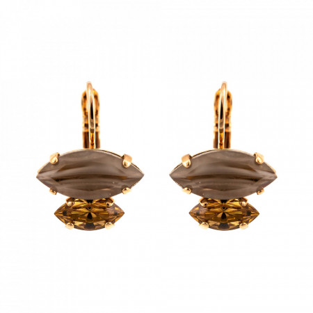 Cercei placati cu Aur roz de 24K, cu cristale Swarovski, Earl Grey | 1096/4-1132RG6-Gri/Bej-9140