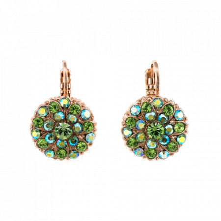 Cercei placati cu Aur roz de 24K, cu cristale Swarovski, Guardian Angel | 1029-214RG6-Verde-1330