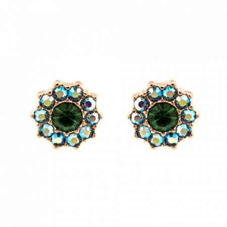 Cercei placati cu Aur roz de 24K, cu cristale Swarovski, Julia | 1157-3322RG2-Verde/Albastru-9170