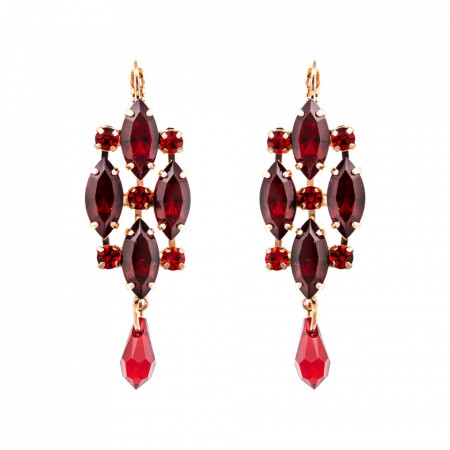 Cercei placati cu Aur roz de 24K, cu cristale Swarovski, Lady In Red | 1410-1070RG6-Rosu-5540