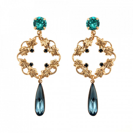 Cercei placati cu Aur roz de 24K, cu cristale Swarovski, Nightfall | 1185/2-1114RG2-Albastru-5400